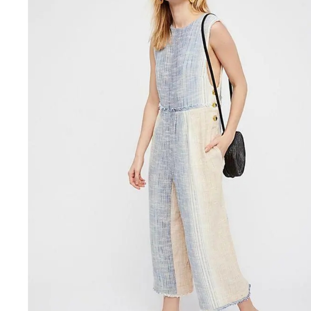 Free People Two-Tone Sleeveless Jumpsuit
